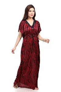 Stylish Fancy Printed Satin Maxi Kaftan Nighty Gown For Women Pack Of 2-thumb2