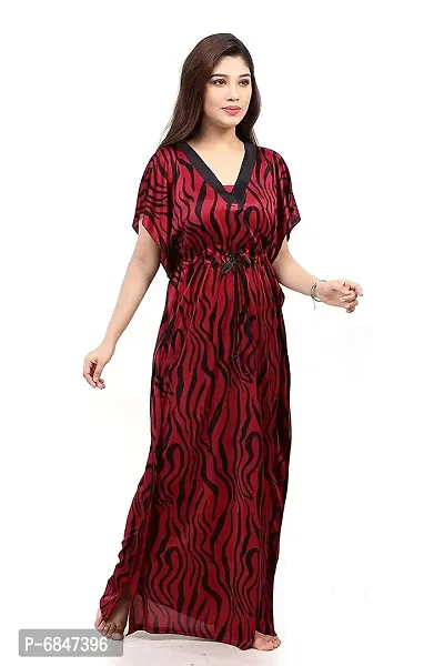 Stylish Fancy Printed Satin Maxi Kaftan Nighty Gown For Women Pack Of 2-thumb3