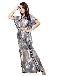 Pretty Brown Satin Kaftan Maxi Nightdress For Women-thumb2