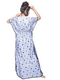 Pretty Blue Satin Kaftan Maxi Nightdress For Women-thumb1