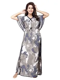 Pretty Brown Satin Kaftan Maxi Nightdress For Women-thumb1