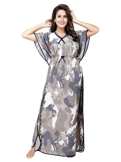 Pretty Satin Kaftan Maxi Nightdress For Women