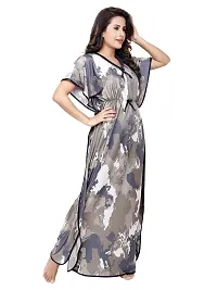 Pretty Brown Satin Kaftan Maxi Nightdress For Women-thumb3