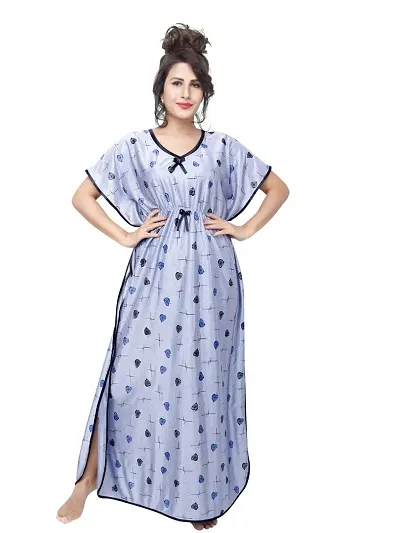 Pretty Satin Kaftan Maxi Nightdress For Women