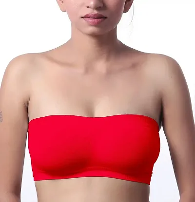 YOFAMA Tube Bra for Seamless Fashion Comfortable and Soft (Red)