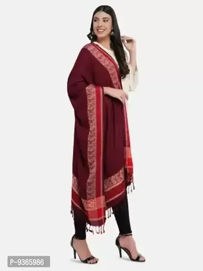 Stylish Fancy Wool Maroon Shawls For Women-thumb2