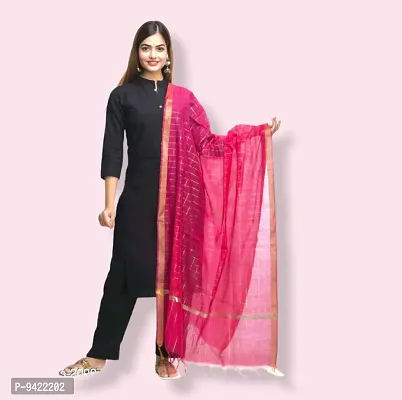 Stylish Fancy Soft Silk Solid Checked Dupatta For Women-thumb0