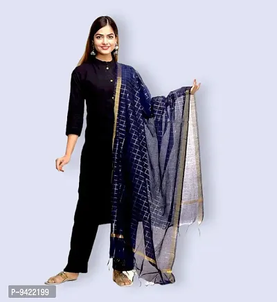 Stylish Fancy Soft Silk Solid Checked Dupatta For Women-thumb0