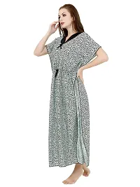 Veshvilla Women's Print Regular Kaftan Maxi Nighty (Cheeta, Light Green)-thumb3