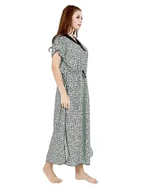 Veshvilla Women's Print Regular Kaftan Maxi Nighty (Cheeta, Light Green)-thumb2