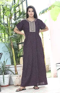 Trendy Purple Cotton Printed Nighty For Women-thumb2