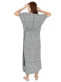 Veshvilla Women's Print Regular Kaftan Maxi Nighty (Cheeta, Light Green)-thumb1