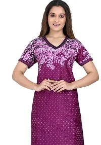 Veshvilla Women's Print Regular Maxi Nighty (Purple)-thumb3