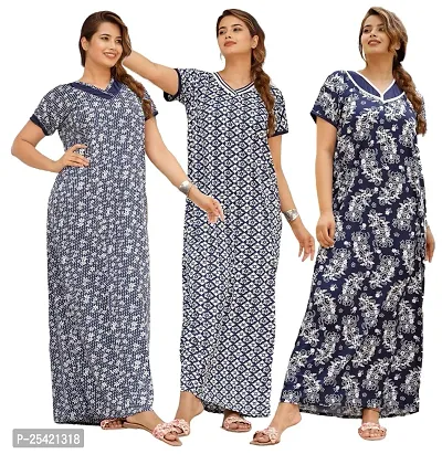 Trendy Women Cotton Blend Nighty Pack of 3