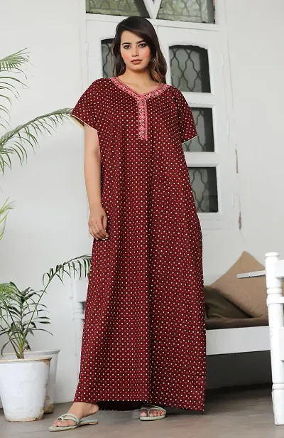 New Arrivals!!!Premium Cotton Printed Maxi Nighty For Women