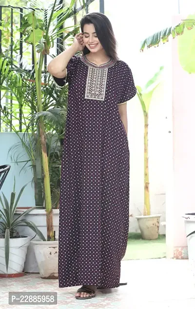 Trendy Purple Cotton Printed Nighty For Women-thumb5