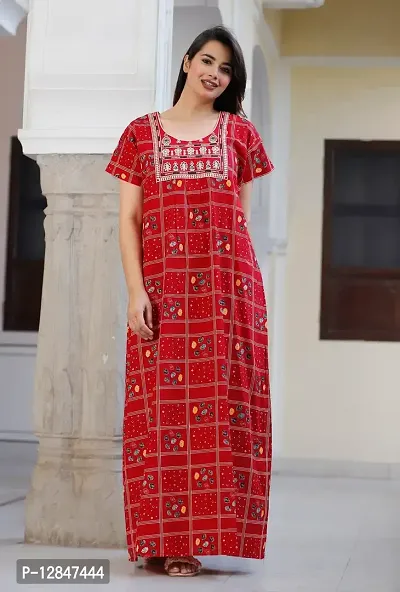 Embroidery Cotton Printed Nighty/Night Gowns