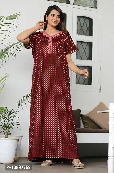 Stylish Fancy Cotton Printed Maxi Nighty For Women-thumb4