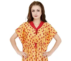 Veshvilla Women's Print Regular Kaftan Maxi Nighty (Cherry, Yellow)-thumb4