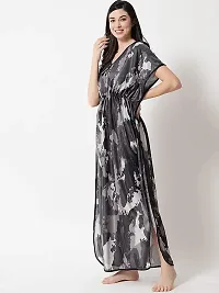 Veshvilla Women's Print Regular Kaftan Maxi Nighty (Army, Grey)-thumb3