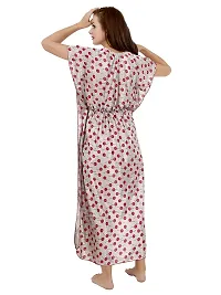 Veshvilla Women's Print Regular Kaftan Maxi Nighty (Cherry, Grey)-thumb1