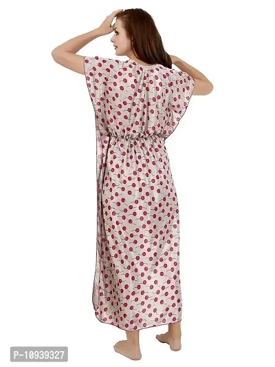 Veshvilla Women's Print Regular Kaftan Maxi Nighty (Cherry, Grey)-thumb2