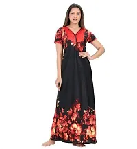 Veshvilla Women's Print Regular Maxi Nighty (Red)-thumb2