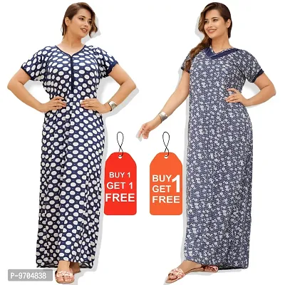 Stylish Fancy Satin Printed Nighty Combo For Women Pack Of 2