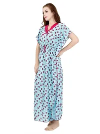 Veshvilla Women's Print Regular Kaftan Maxi Nighty (Cherry, Sky)-thumb2