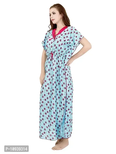 Veshvilla Women's Print Regular Kaftan Maxi Nighty (Cherry, Sky)-thumb3