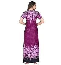 Veshvilla Women's Print Regular Maxi Nighty (Purple)-thumb1