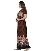 Veshvilla Women's Print Regular Maxi Nighty (Brown)-thumb2