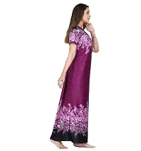 Veshvilla Women's Print Regular Maxi Nighty (Purple)-thumb2