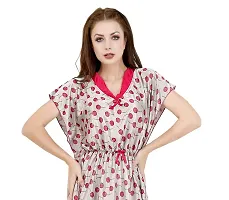 Veshvilla Women's Print Regular Kaftan Maxi Nighty (Cherry, Grey)-thumb4