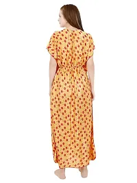 Veshvilla Women's Print Regular Kaftan Maxi Nighty (Cherry, Yellow)-thumb1