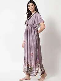 Veshvilla Women's Print Regular Kaftan Maxi Nighty (Grey)-thumb3