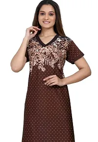 Veshvilla Women's Print Regular Maxi Nighty (Brown)-thumb3