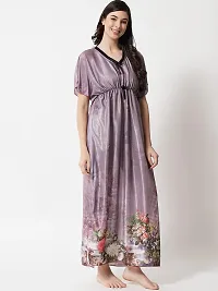 Veshvilla Women's Print Regular Kaftan Maxi Nighty (Grey)-thumb4