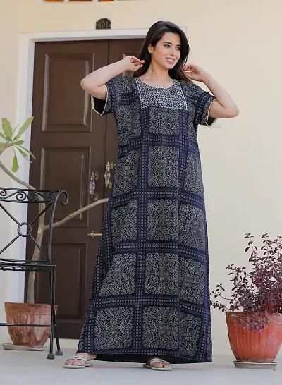 New Inn!!! Premium Fancy Cotton Printed Night Dress Maxi Nighty For Women