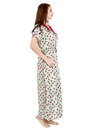 Veshvilla Women's Print Regular Kaftan Maxi Nighty (Cherry, Light Green)-thumb2