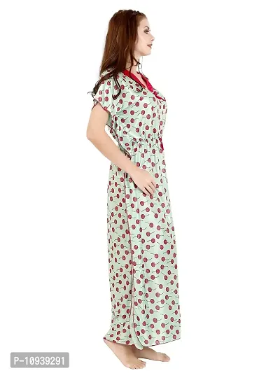 Veshvilla Women's Print Regular Kaftan Maxi Nighty (Cherry, Light Green)-thumb3