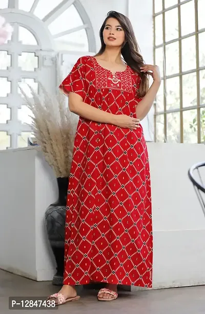 Embroidery Cotton Printed Nighty/Gown