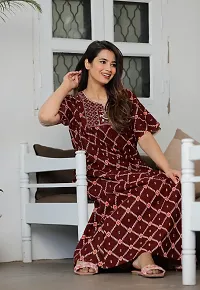 Embroidery Cotton Printed Nighty/Gown-thumb4