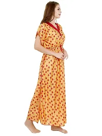 Veshvilla Women's Print Regular Kaftan Maxi Nighty (Cherry, Yellow)-thumb2