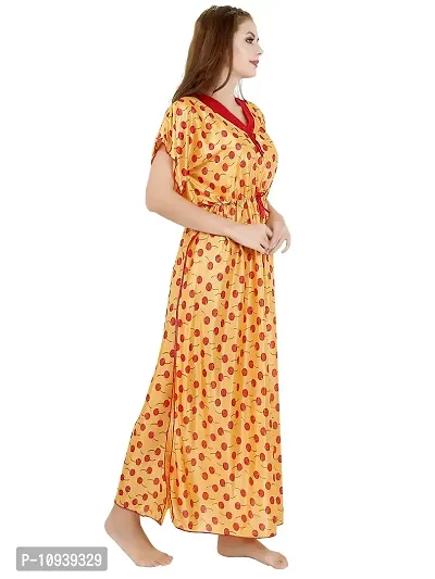 Veshvilla Women's Print Regular Kaftan Maxi Nighty (Cherry, Yellow)-thumb3