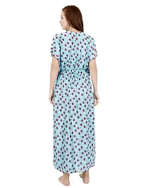 Veshvilla Women's Print Regular Kaftan Maxi Nighty (Cherry, Sky)-thumb1