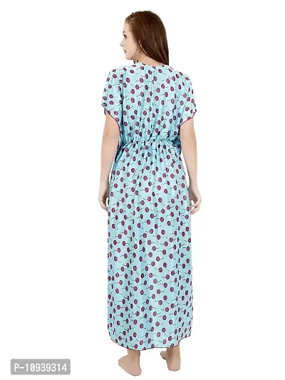 Veshvilla Women's Print Regular Kaftan Maxi Nighty (Cherry, Sky)-thumb2