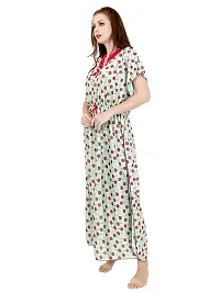 Veshvilla Women's Print Regular Kaftan Maxi Nighty (Cherry, Light Green)-thumb3