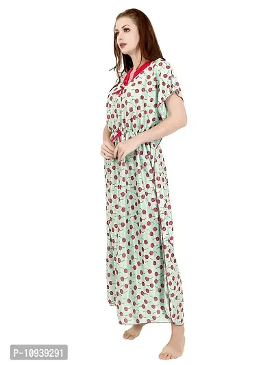 Veshvilla Women's Print Regular Kaftan Maxi Nighty (Cherry, Light Green)-thumb4