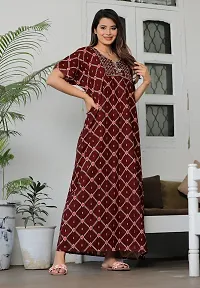 Embroidery Cotton Printed Nighty/Gown-thumb3